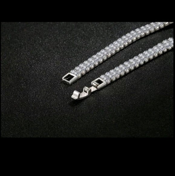 NEW 925 STERLING SILVER PRINCESS CUT DIAMOND BRACELET - Picture 5 of 5